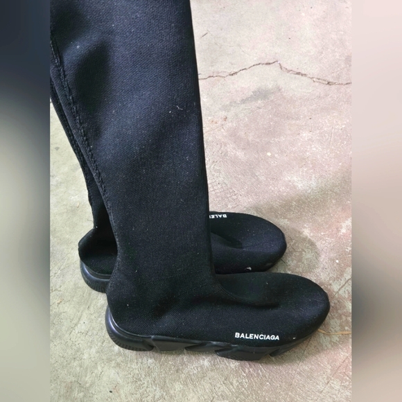 Balenciaga Shoes - Balenciaga Black Knee High-Top Sock Shoes Size 8